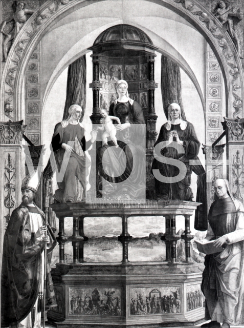 ROBERTI Ercole de’｜玉座の聖母子、聖アウグスティヌス、聖アンナ、聖エリザベト、福音者ピエトロ・デリ・オネスティ