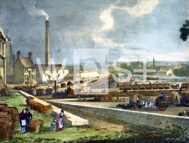 ｜イギリス鉄道「グラスゴー・ガンカーク鉄道の駅」（南側）、1830年