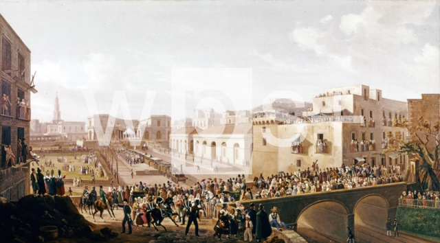｜ナポリ・ポルティチ間のヴェスヴィオ鉄道の開通式、1839年初頭
