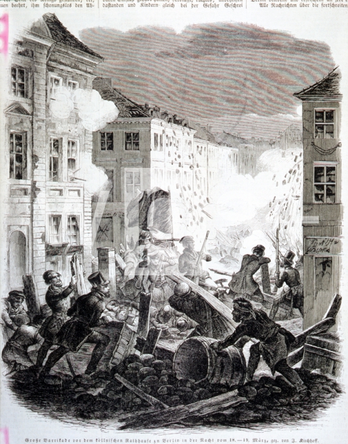 ｜ベルリンにおける市民軍と正規軍との市街戦、1848年3月18日〜19日