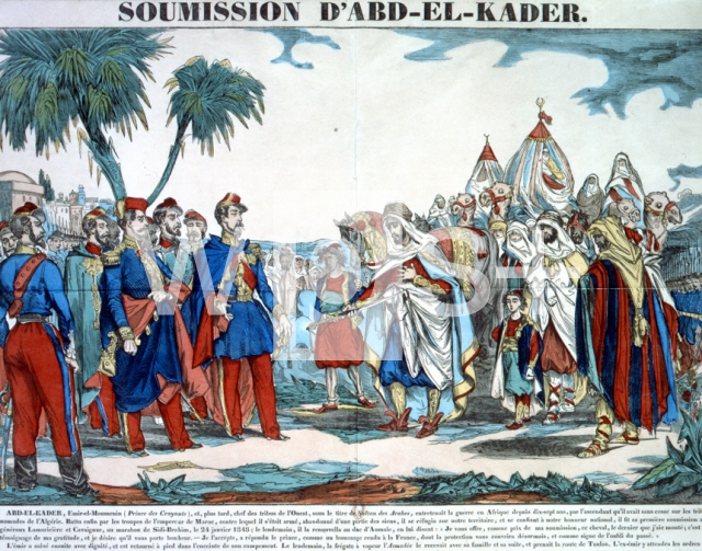 PELLERIN Jean｜ラ・モリシェール将軍とカベニャックに剣を差し出し、降伏の意を示しているアブド・アルカーディル、1848年1月24日