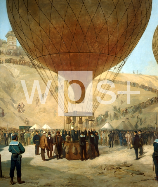 DIDIER Jules｜気球でパリを飛び立つ国防政府のメンバーとガンベッタ、1870年10月7日