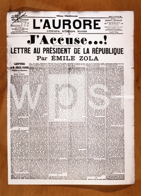 ｜ドレフュス事件で大統領への公開状「われ弾劾す」を載せたオロール紙、1898年1月31日