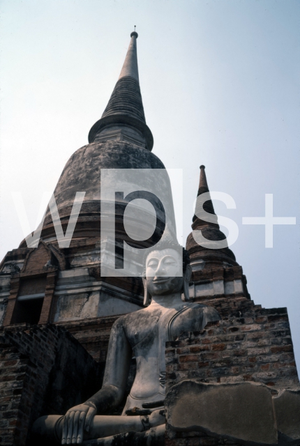 ｜アユタヤ遺跡、ワット・ヤイ・チャイ・モンコンの仏塔と仏像