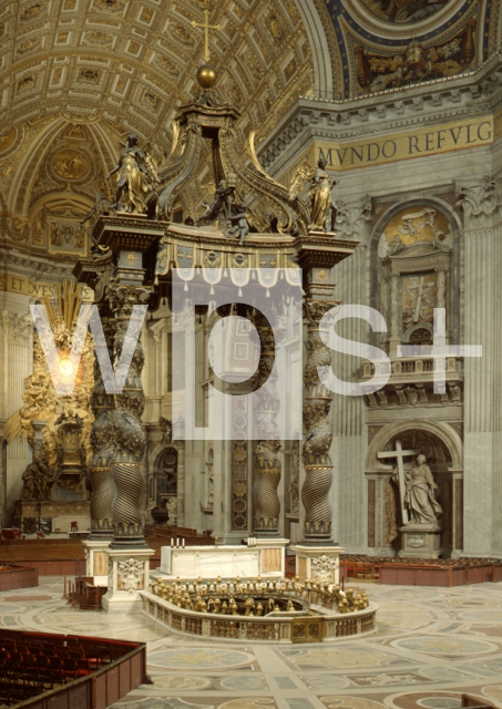 BERNINI Gian Lorenzo｜サン・ピエトロ大聖堂「聖ペテロの墓の上に建つバルダッキーノ（大天蓋）」