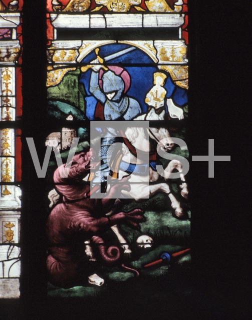 ｜ノートルダム大聖堂（ルーアン）のステンドグラス「竜を退治する聖ゲオルギウス」