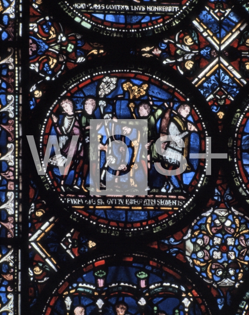 ｜カンタベリー大聖堂の三位一体礼拝堂の南側廊ステンドグラス「奇蹟の窓」（部分）