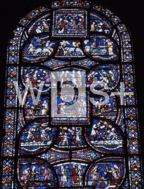 ｜カンタベリー大聖堂の三位一体礼拝堂の北側廊ステンドグラス「奇蹟の窓」（部分）