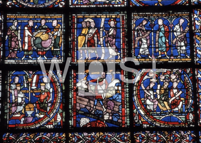｜カンタベリー大聖堂のクワイア北側廊ステンドグラス「聖書のエピソード」（部分）