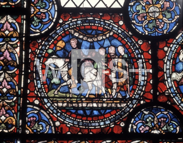 ｜カンタベリー大聖堂の聖堂コロナのステンドグラス「カンタベリーへ向かう巡礼者」