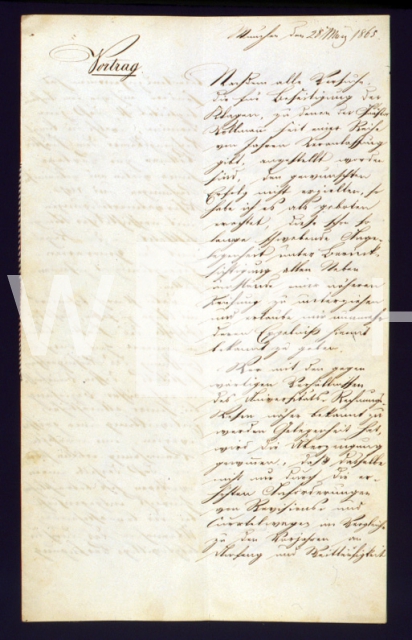 ｜ペッテンコーファーから講義の手書き原稿（1865年3月28日付け）