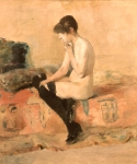 TOULOUSE-LAUTREC Henri de｜「長椅子に座る裸婦」の習作
