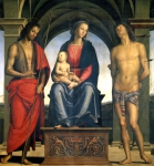 PERUGINO Pietro｜聖母子と洗礼者ヨハネと聖セバスティアヌス