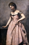 COROT Jean-Baptiste｜薔薇色のドレスの若い女性