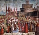CARPACCIO Vittore｜聖ウルスラ伝（6）ローマの城壁の下で教皇から祝福される巡礼団