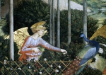 GOZZOLI Benozzo｜ベツレヘムへ向かう東方三博士（部分）「孔雀に餌を与える天使」