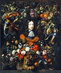 HEEM Jan Davidz｜オレンジ公ウィリアム三世の肖像と花と果物の花飾り