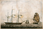 ｜イギリスの軍艦（フリゲート）と東インド会社の西インド貿易船、1788年