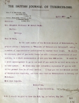 ｜結核の英国ジャーナルがにコッホ宛てた手紙、1909年4月15日ロンドン